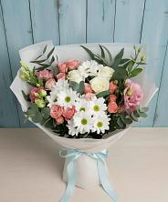 Букет цветов из:  Розы, Лизиантусы и Хризантемы в ЗЯБ Набережные Челны