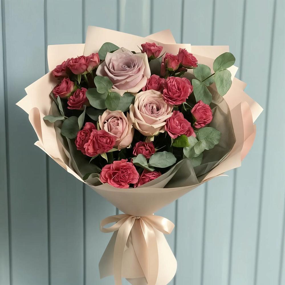 Букет цветов из: Гвоздики и Розы в ЗЯБ Набережные Челны