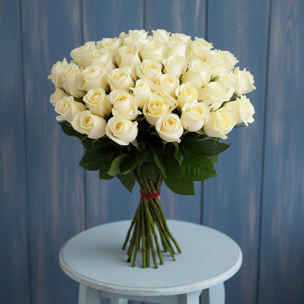 Букет 51 Белая роза Эдлесс Лав в ЗЯБ Набережные Челны