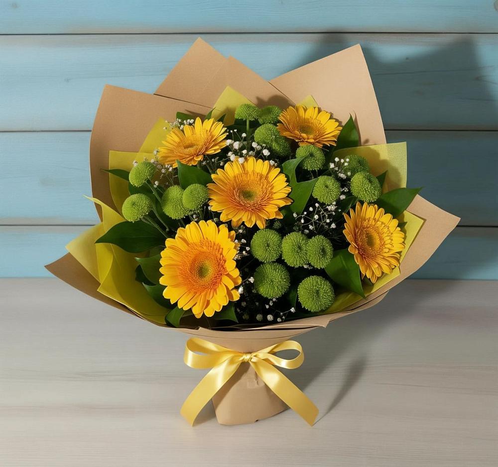 Букет цветов из: Герберы и Хризантемы в ЗЯБ Набережные Челны