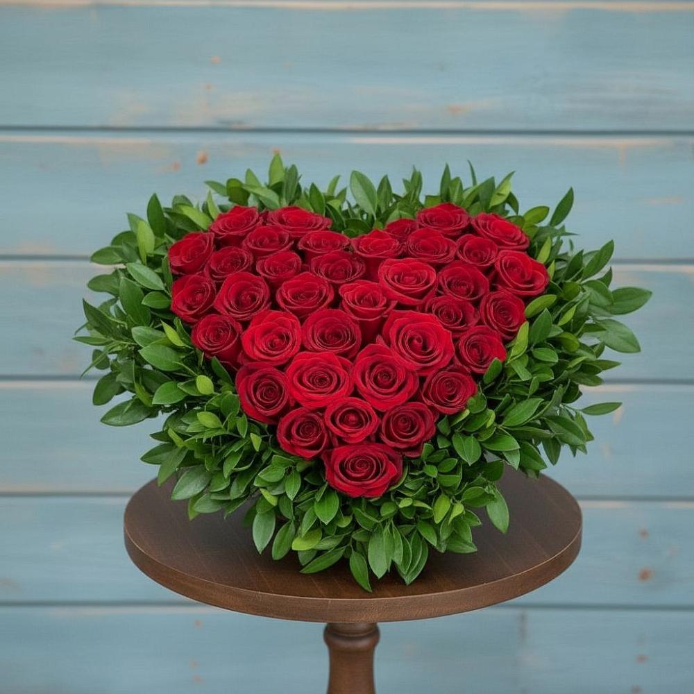 Цветочная композиция из Розы в виде сердца в ЗЯБ Набережные Челны