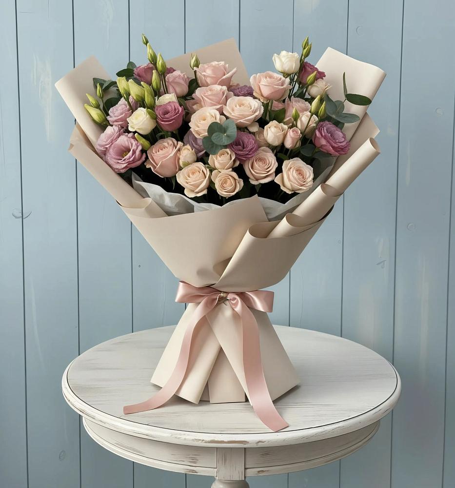 Букет цветов из: Розы и Лизиантусы в ЗЯБ Набережные Челны