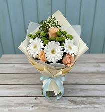 Букет цветов из:  Герберы, Розы и Хризантемы в ЗЯБ Набережные Челны
