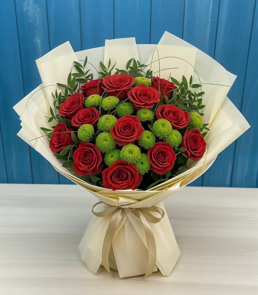 Букет цветов из: Розы и Хризантемы в ЗЯБ Набережные Челны