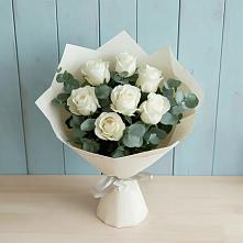 Букет Белые розы в Эвкалипте в ЗЯБ Набережные Челны