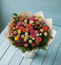 Букет Микс из разноцветных кустовых роз в ЗЯБ Набережные Челны