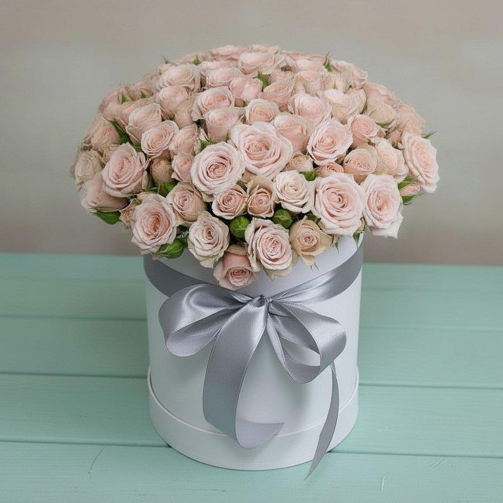 Цветочная композиция из Розы в шляпной коробке в ЗЯБ Набережные Челны